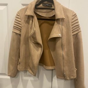 HEARTBEEPS faux suede tan jacket from vanilla sky